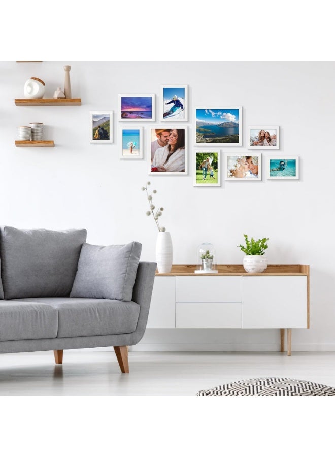 FASHION HOME 10 عبوات إطارات صور ديكور جدار مجموعة إطارات جدارية للعرض على الجدار، بأحجام متعددة مع 2 قطعة 8x10، 4 قطع 5x7 و4 قطع 4x6 لإطارات الصور للعائلة في غرفة المعيشة - Image 5